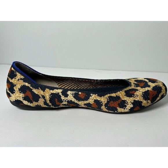 Rothy's The Square Big Cat Ballet Flats Slip On Animal Print Tan Womens Size 11 - Picture 4 of 10